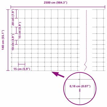 Feldzaun 1,4x25 m Verzinkter Stahl