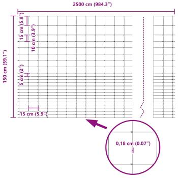 Feldzaun 1,6x25 m Verzinkter Stahl