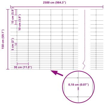 Feldzaun 1,6x25 m Verzinkter Stahl