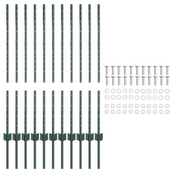 Eingebetteter Zaunpfosten 11 Stk. Grün 140 cm