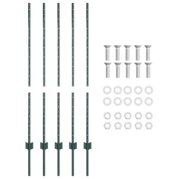 Eingebetteter Zaunpfosten 5 Stk. Grün 160 cm