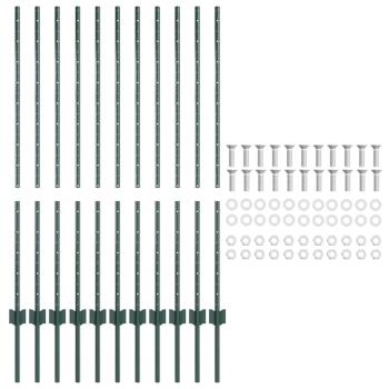 Zaunpfosten 11 Stk U-Kanal Grün 120 cm Stahl