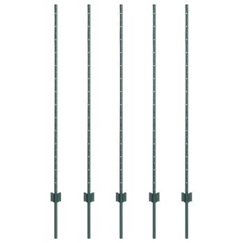 ARDEBO.de - Zaunpfosten 5 Stück U-Kanal Grün 140 cm Stahl