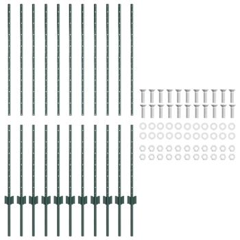 Eingebetteter Zaunpfosten 11 stk. Grün 180 cm