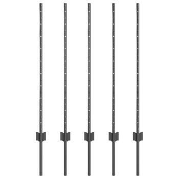 ARDEBO.de - Zaunpfosten 10 Stück U-Kanal Grau 100 cm Stahl