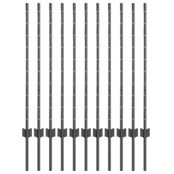 Zaunpfosten 22 Stk U-Kanal Grau 100 cm Stahl