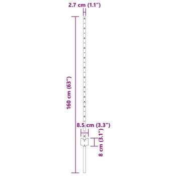 Zaunpfosten 10 Stk U-Kanal Grau 120 cm Stahl
