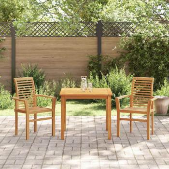 Stapelbarer Gartenstuhl 2 Stück Massivholz Teak