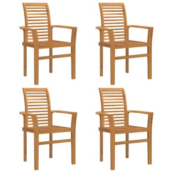 Stapelbarer Gartensessel 4 Stück Massivholz Teak