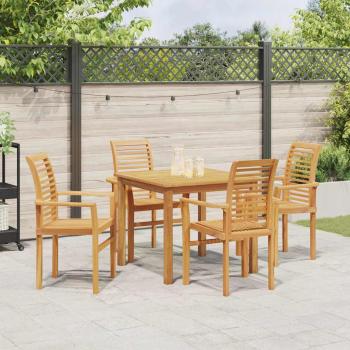 Stapelbarer Gartensessel 4 Stück Massivholz Teak