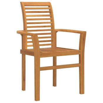 Stapelbarer Gartensessel 4 Stück Massivholz Teak