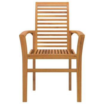 Stapelbarer Gartensessel 4 Stück Massivholz Teak