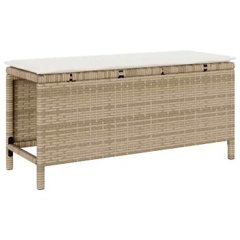 3-teiliges Garten-Esstischset mit Kissen in Beige, Poly-Rattan, Akazie