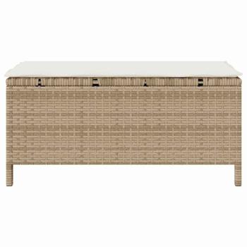 3-teiliges Garten-Esstischset mit Kissen in Beige, Poly-Rattan, Akazie