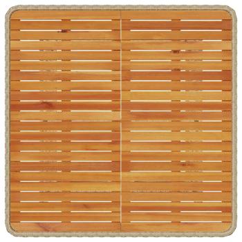 3-teiliges Garten-Esstischset mit Kissen in Beige, Poly-Rattan, Akazie