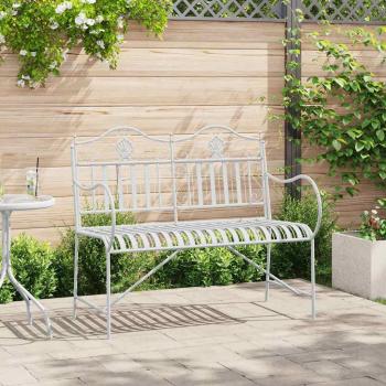 ARDEBO.de - Bank Weiß Metall 103,5 x 59 x 89 cm Langlebig Gartenbank