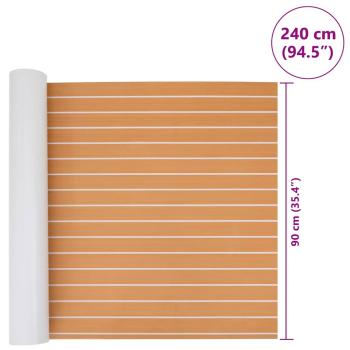 Bootsbodenbelag Selbstklebend Braun und Weiß 240x90 cm EVA-Schaum