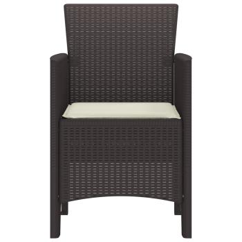 Gartenstühle mit Kissen, 2 Stück in Braun aus Poly Rattan