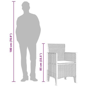 Gartenstühle mit Kissen, 2 Stück in Braun aus Poly Rattan