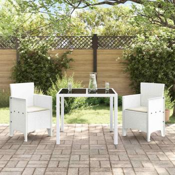 Gartenstühle mit Kissen 2 Stück Weiß Poly Rattan