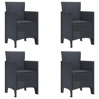 Gartenstühle mit Kissen 4 Stück Anthrazit Poly-Rattan
