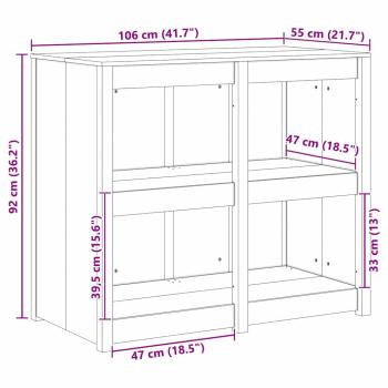 Außenküchenschrank Weiß 106x55x92 cm Massivholz Kiefer