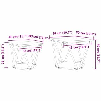 2-teiliges Beistelltisch-Set Rauches Eichenholz Verarbeitetes Holz