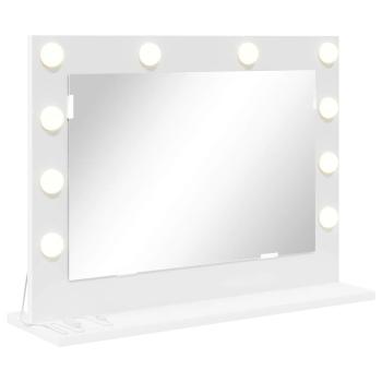 Badezimmerspiegel mit LED-Lichtern Weiß 60x45x18 cm