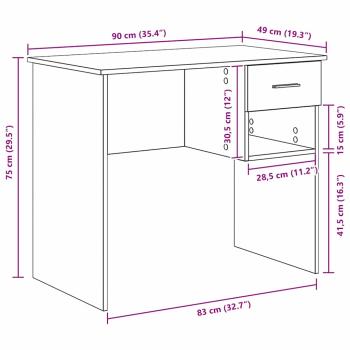 Tisch mit Stauraum Weiß 90x49.5x75 cm Holzwerkstoff