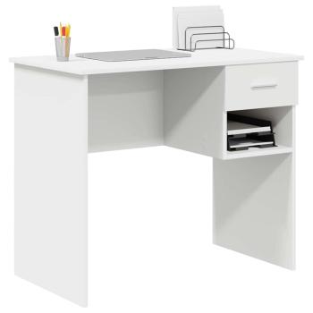 Tisch mit Stauraum Weiß 90x49.5x75 cm Holzwerkstoff