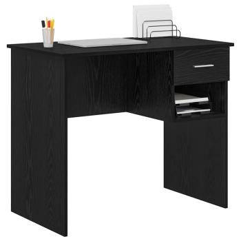 Schreibtisch mit Lagerung Schwarze Eiche 90x49.5x75 cm Verleimtes Holz