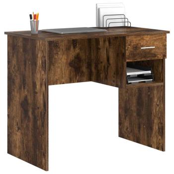 Schreibtisch mit Stauraum Geräucherte Eiche 90x49.5x75 cm Holzwerkstoff