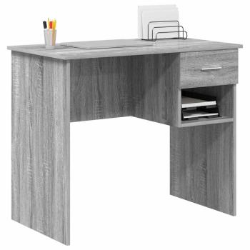 Schreibtisch mit Stauraum Grau Sonoma 90x49.5x75 cm Spanplatte