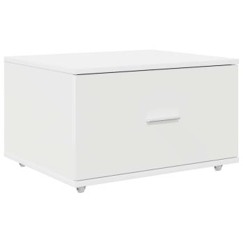 Schubladenschrank mit Rädern Weiß 55x45x33,5 cm aus Holz