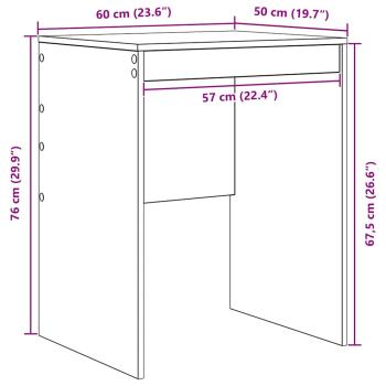 Schreibtisch Eichenholz-Schwarz Spanplatte 60 x 50 x 76 cm