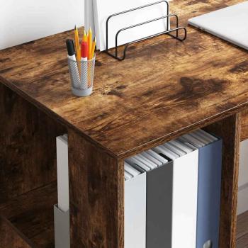 Brauner Schreibtisch Geräucherte Eiche Massivholz Mittel