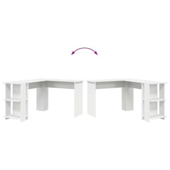 Weißer Eckschreibtisch Weiß Holzwerkstoff Groß Stauraum