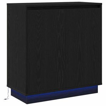 LED Sideboard Schwarz Eiche 71x34,5x75 cm Holzwerkstoff