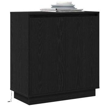 LED Sideboard Schwarz Eiche 71x34,5x75 cm Holzwerkstoff