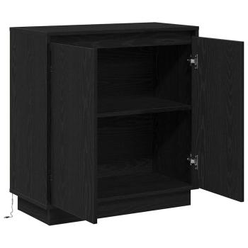 LED Sideboard Schwarz Eiche 71x34,5x75 cm Holzwerkstoff