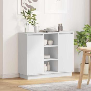 ARDEBO.de - Sideboard mit LED Weiß 90x32x75 cm aus Holzwerkstoff