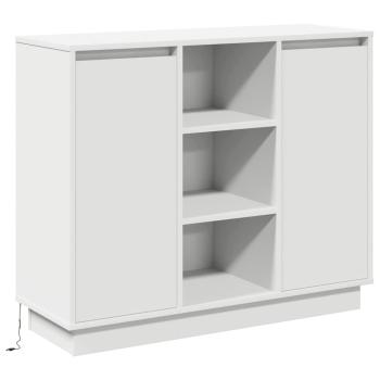 Sideboard mit LED Weiß 90x32x75 cm aus Holzwerkstoff