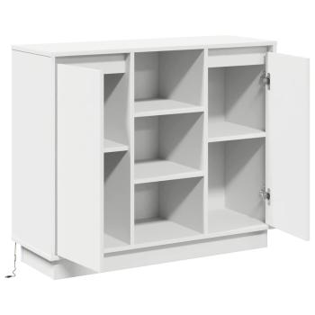 Sideboard mit LED Weiß 90x32x75 cm aus Holzwerkstoff