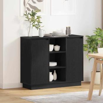 ARDEBO.de - Sideboard mit LED Schwarz Eiche 90x32x75 cm Holzwerkstoff