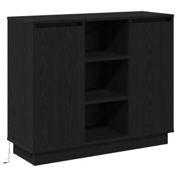 Sideboard mit LED Schwarz Eiche 90x32x75 cm Holzwerkstoff