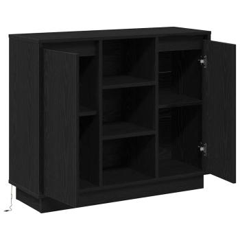 Sideboard mit LED Schwarz Eiche 90x32x75 cm Holzwerkstoff