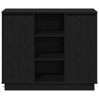 Sideboard mit LED Schwarz Eiche 90x32x75 cm Holzwerkstoff
