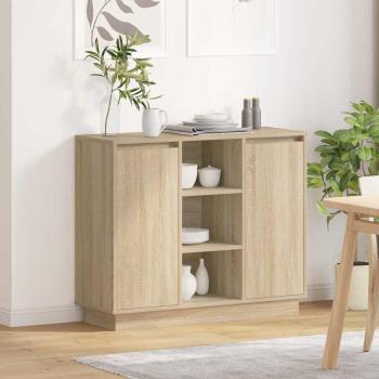 ARDEBO.de - Sideboard mit LED Sonoma Eiche 90x32x75 cm aus Holzwerkstoff