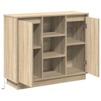 Sideboard mit LED Sonoma Eiche 90x32x75 cm aus Holzwerkstoff