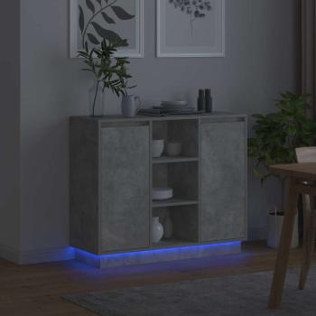 Sideboard mit LED in Beton Grau 90x32x75 cm aus Holzwerkstoff